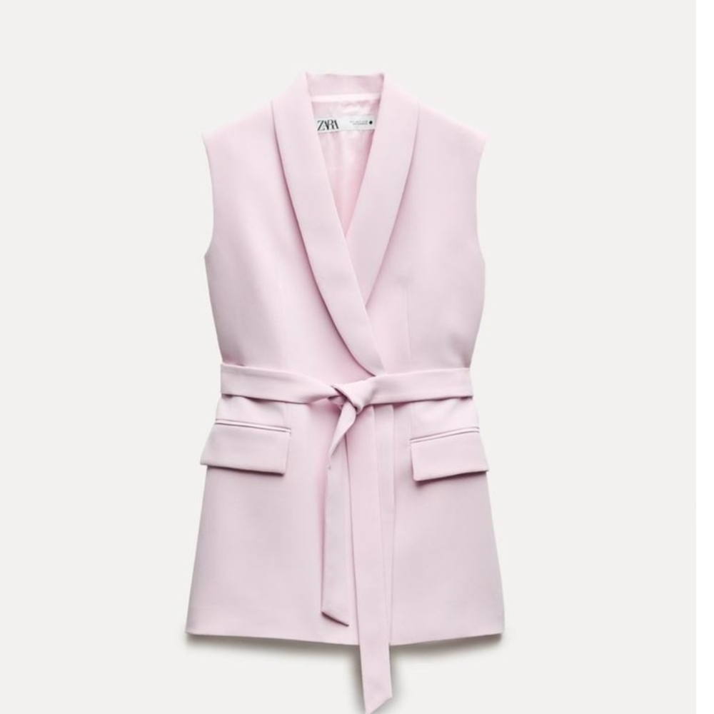 Zara Baby Pink Sleeveless Blazer Vest NWOT